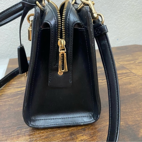 Coach Zoe Black Satchel with Gold Accents - Picture 13 of 15